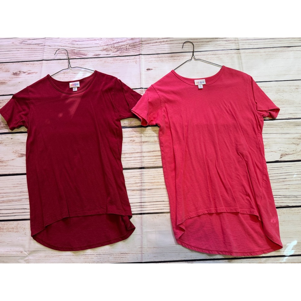 LuLaRoe Girls Gracie High‎ Low Tunic Top Bundle Size 10 Pink Burgundy 2 Pack